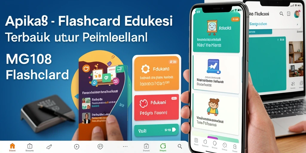Tampilan antarmuka MG108 dengan fungsi flashcard interaktif yang menarik.