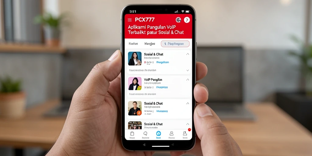 Tampilan antarmuka VoIP Panggilan PCX777 yang modern dan user-friendly.