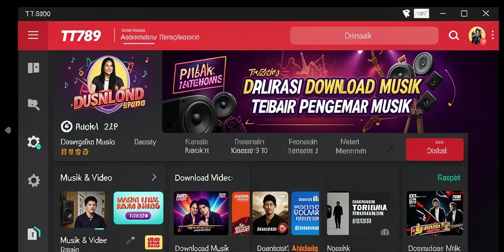 Antarmuka TT789 yang sederhana untuk download musik dengan mudah.