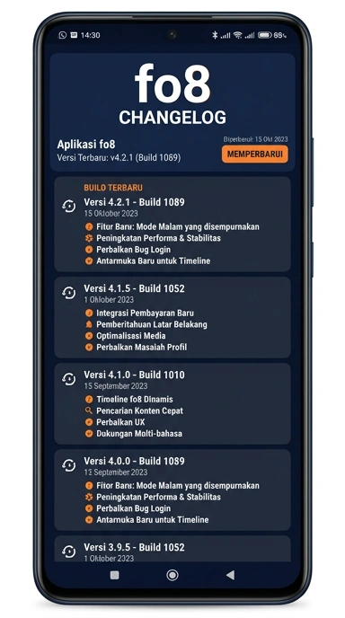 Riwayat Versi fo8 untuk Pengguna Android
